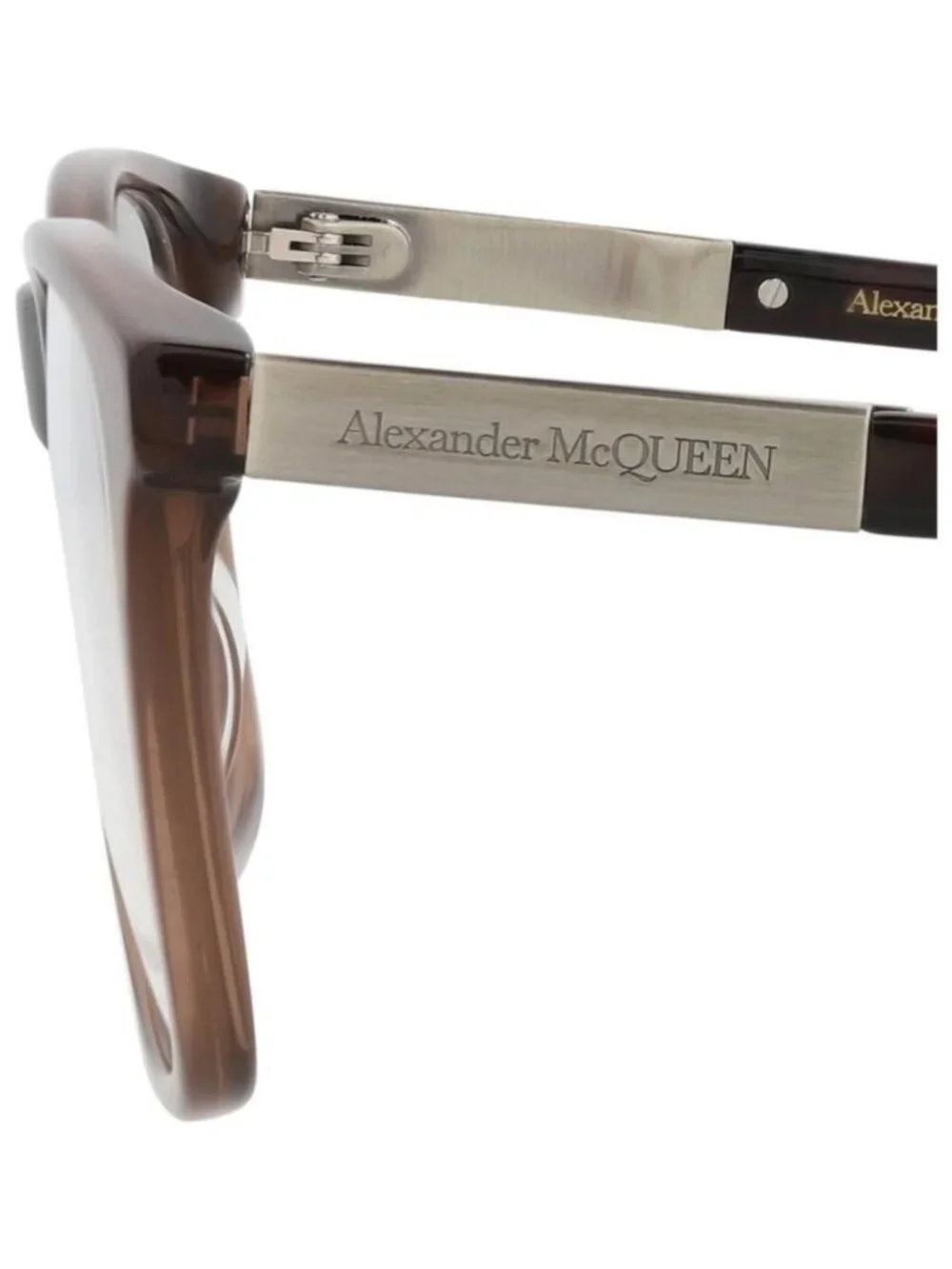 New Alexander McQueen Mens Square/Rectangle Brown Silver Transparent Fashion Des